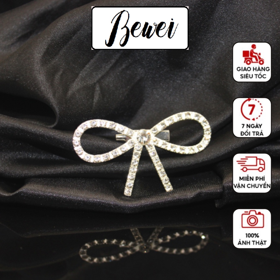 Ghim cài áo hình nơ đính đá nhân tạo thời trang cho nữ