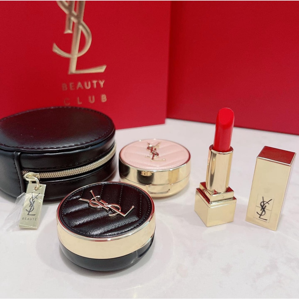 Gift Set YSL Set cushion + son YSL - Set trang điểm YSL - 4 món