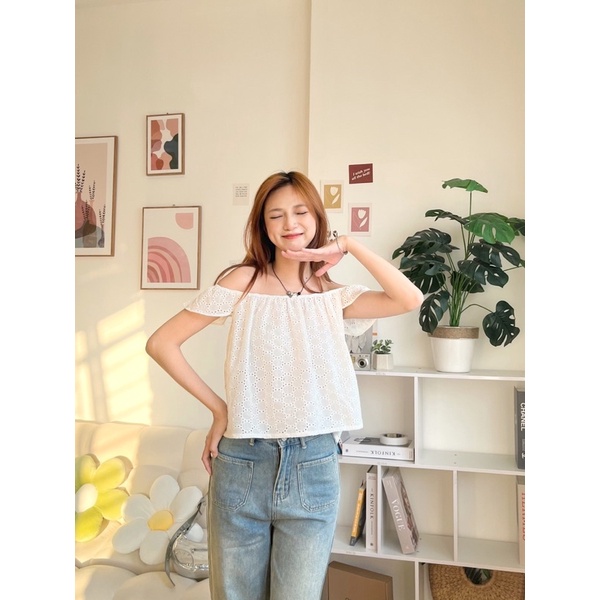 Áo Trễ Vai OLARI Thiết Kế Tay Thun Co Giãn OL72 - Lily Top