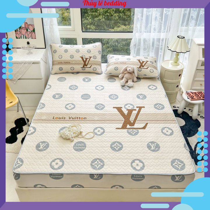 Chiếu điều hoà cao su non bọc đệm, chiếu cao su non in thương hiệu bọc đệm cao đến 30cm tặng kèm 2 vỏ gối