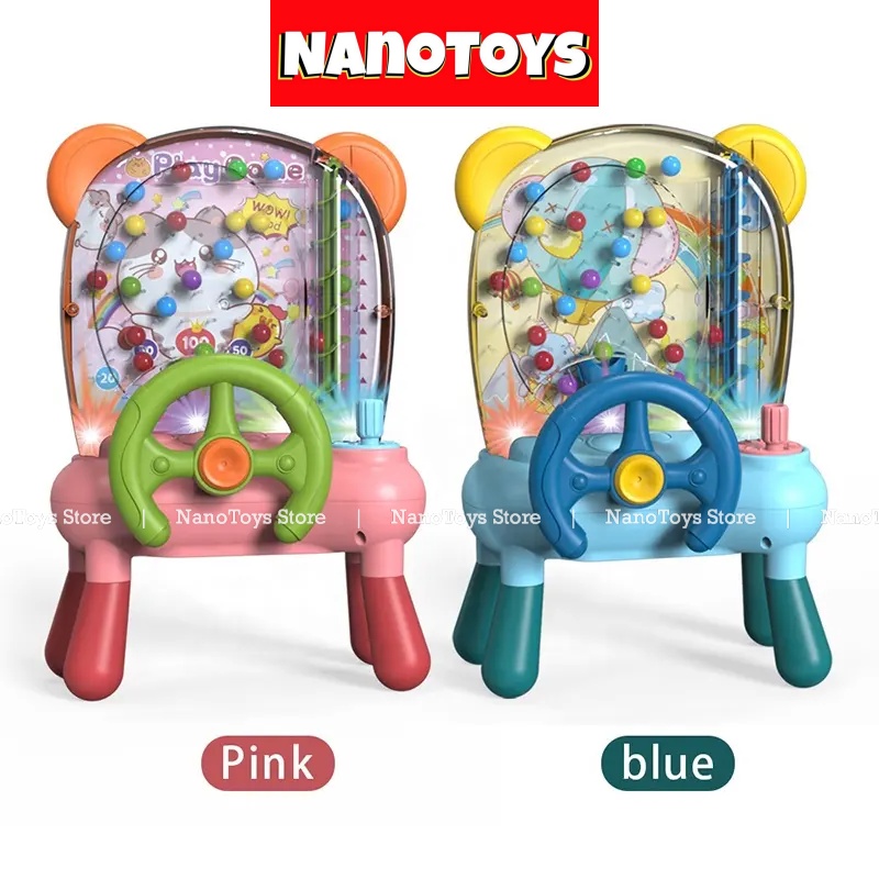 Đồ chơi máy bắt bóng hứng bi hạt đậu, hình lâu đài có vô lăng, nhạc, đèn led - tặng kèm pin - NANOTOYS STORE