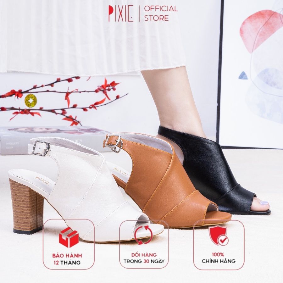 Giày Giả Boot Sapo 8cm Đế Vuông Hở Mũi H032