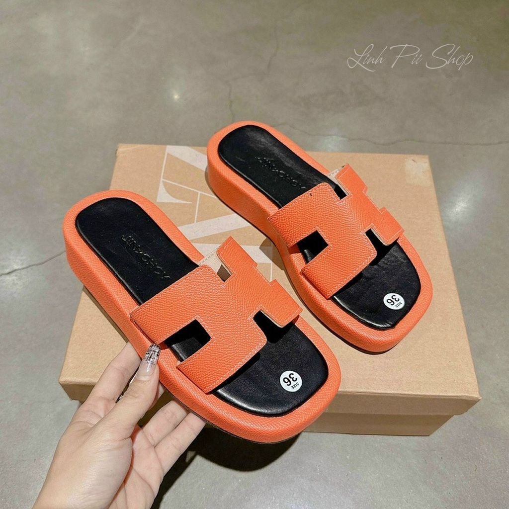 Dép chữ H đế bánh mì 3p bọc da siêu xinh
