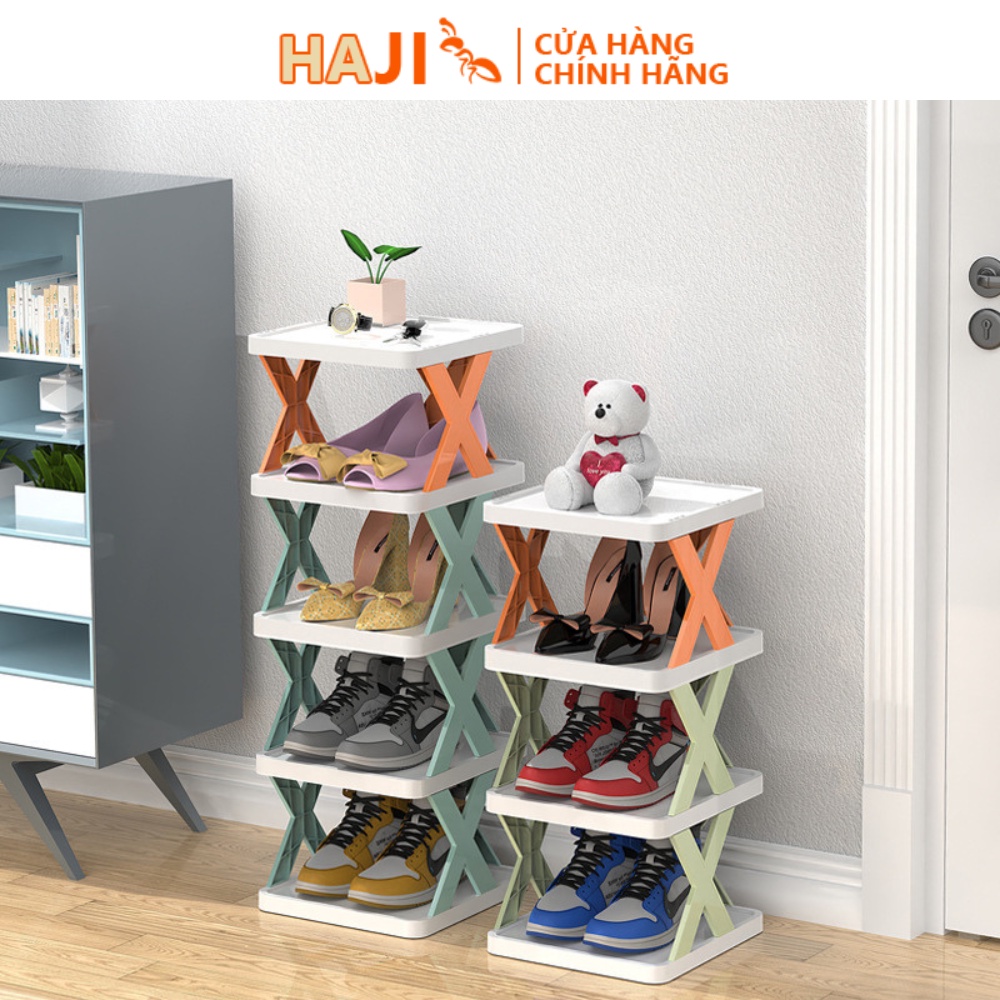 Kệ giày 5 tầng chữ X cao cấp nhựa PVC chống cong vệnh kháng nước tuyệt đối thương hiệu HAJI - NA08