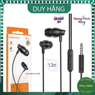 Tai nghe có dây borofone bm61 nghe hay, tai nghe nhét tai có mic, chống ồn chân 3.5mma