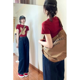 Áo Baby Tee Basic màu đỏ in hình thỏ
