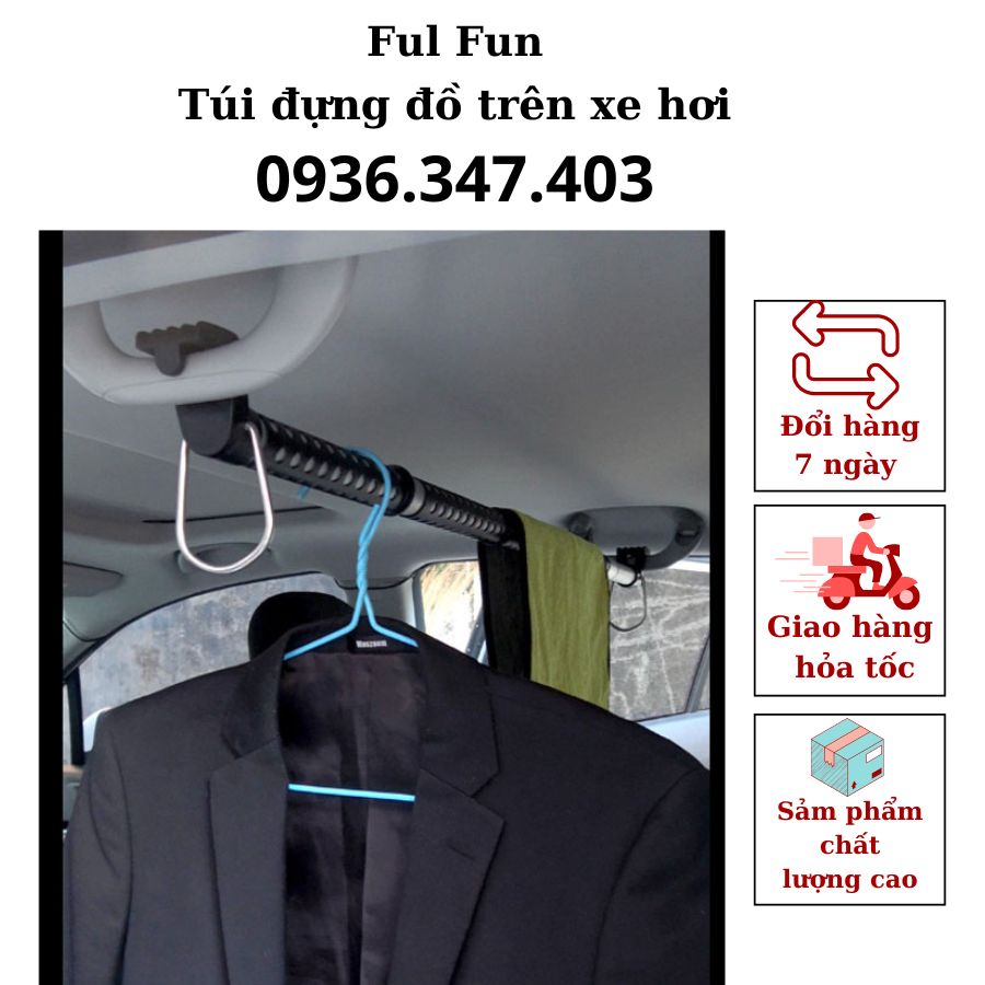Thanh treo quần áo trên xe hơi, thanh phơi quần áo điều chinh chiều dài từ 91-162cm