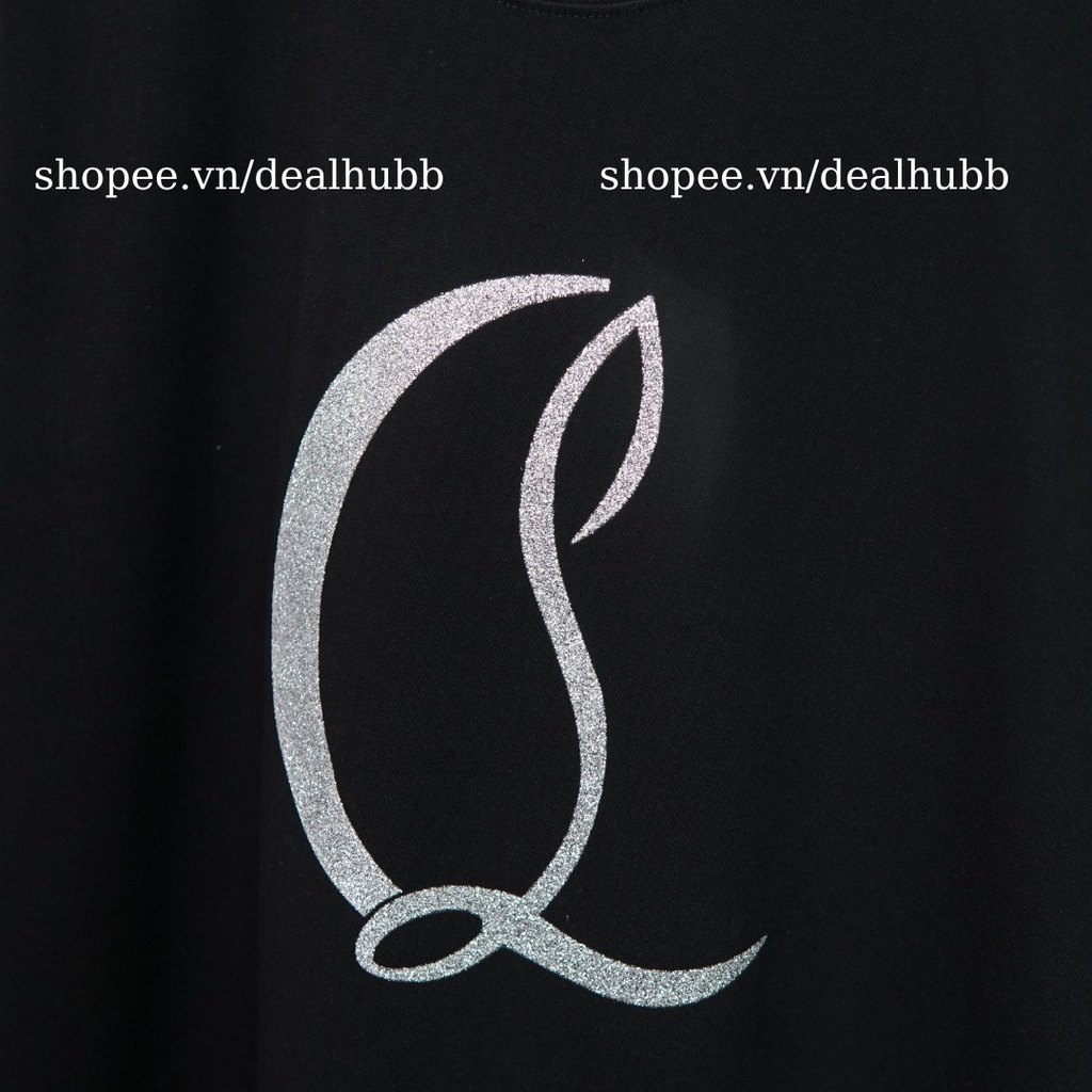 Áo louboutin chữ kim tuyến nam nữ phong cách luxury and casual Áo thun louboutin nam nữ form rộng vải cotton organic