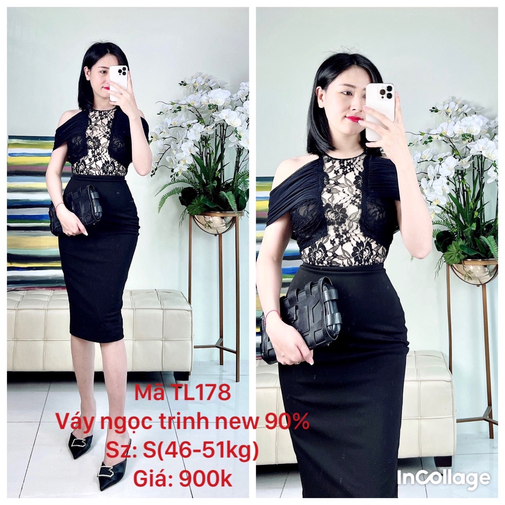 TL178 Váy Ngọc Trinh, váy body ren đen bo eo quyến rũ