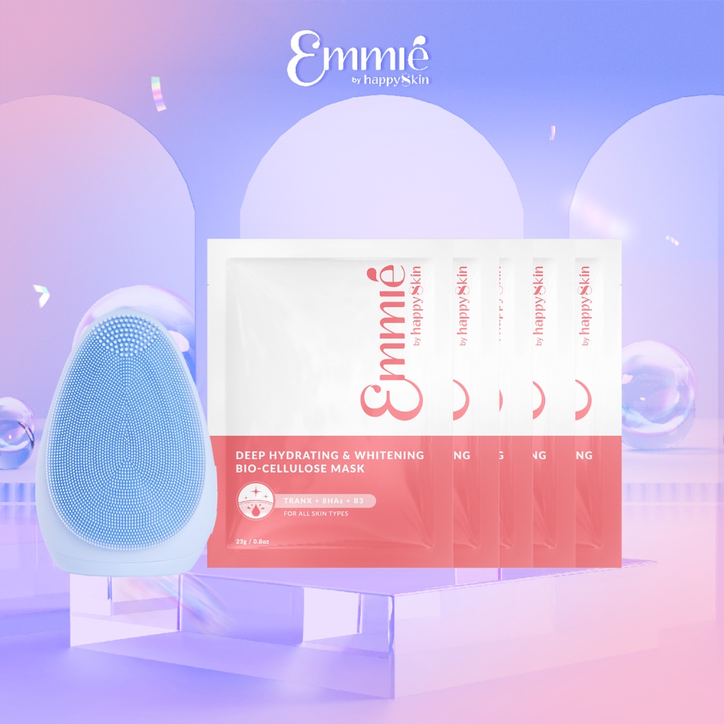 Combo Máy Rửa Mặt + 2 Mặt Nạ Dưỡng Trắng Emmié by HappySkin