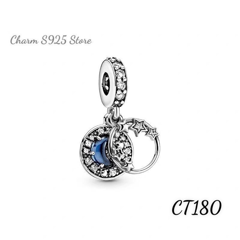 charm pan treo bầu trời trăng sao bạc s925 cao cấp