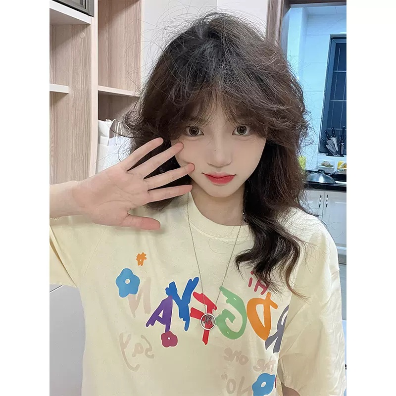 Áo thun RDGF cotton tay ngắn cổ tròn phong cách Hàn Quốc thời trang xuân hè 2023 dành cho nữ oversize