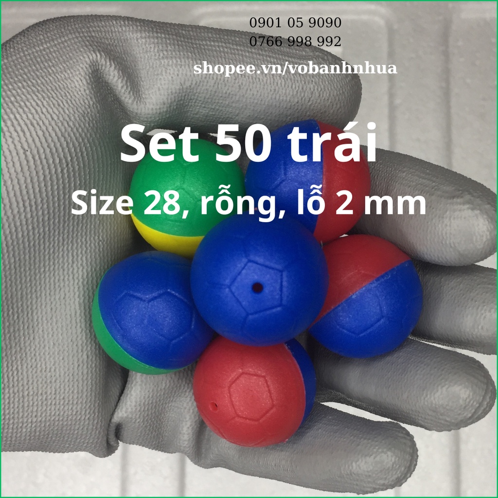 Set 50 vỏ bi nhựa Thái (vỏ banh nhựa thái) size 28 mm, nhập Thái 100%, vỏ dày 4 màu, cực khít, có 1 lỗ 2 mm