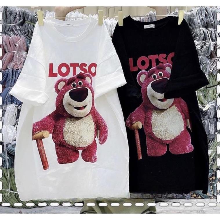 Áo Thun Tay Lỡ 3158 Cotton Khô Form Rộng Nam Nữ Gấu LOTSO