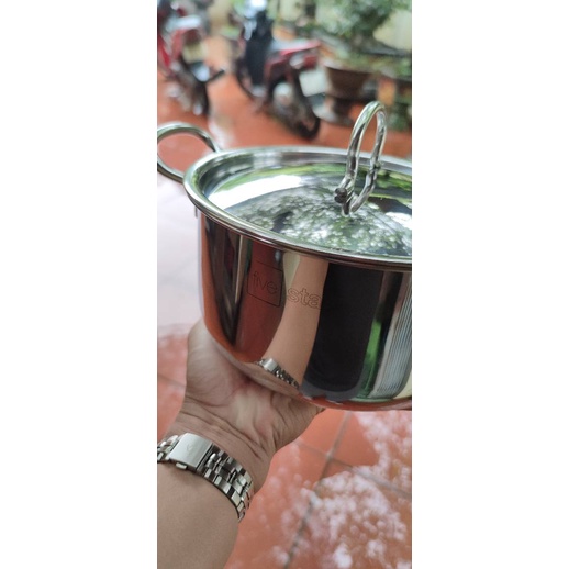 Nồi 3 đáy Sandwich inox 430 Elegan bếp từ size 20cm - Bộ nồi 3 món Inox 1 Đáy SKY STAR 430 1D-NI 16-18-24cm