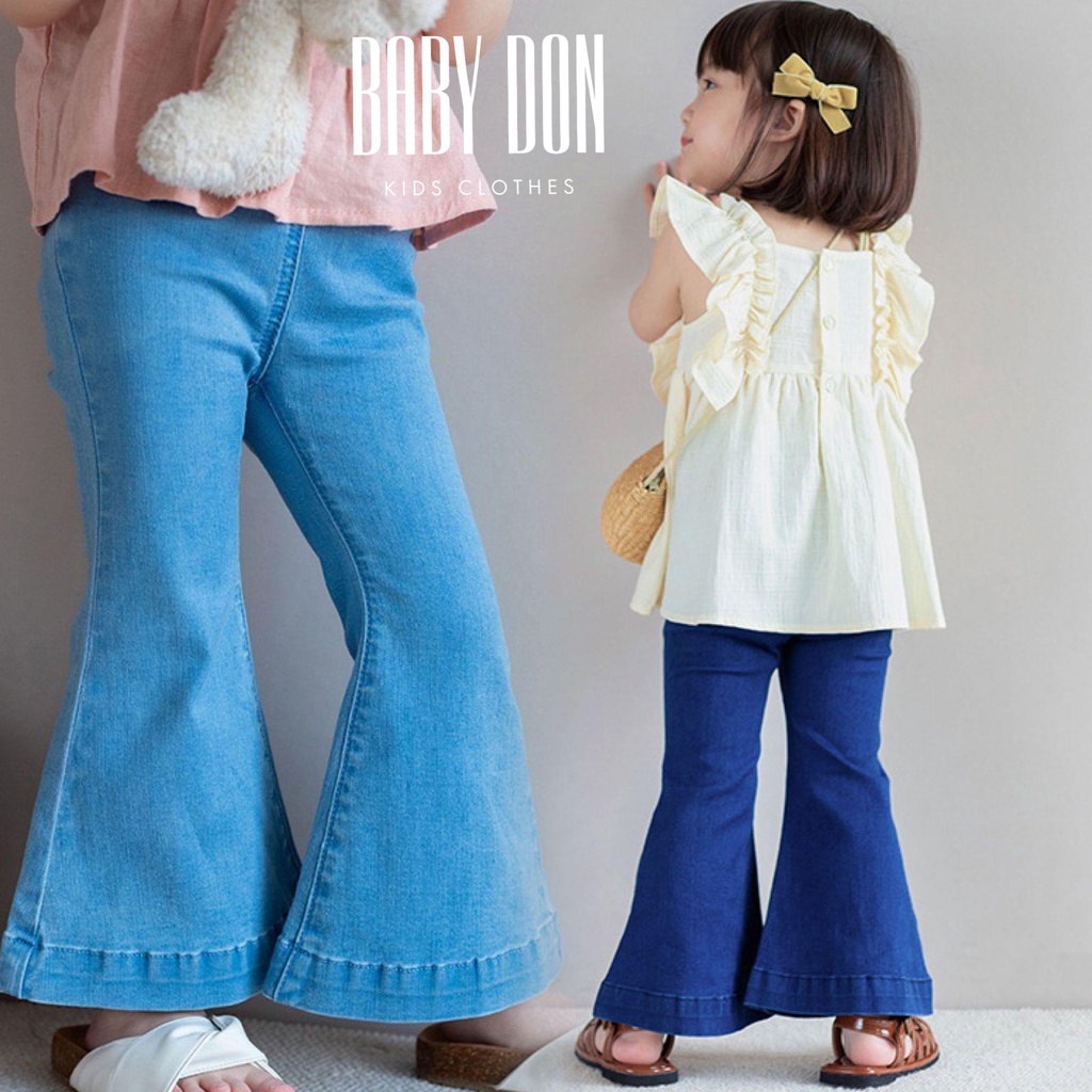 Quần Jean Ống LOe Trơn Mềm Đơn Giãn Cho Bé Gái Năng Động