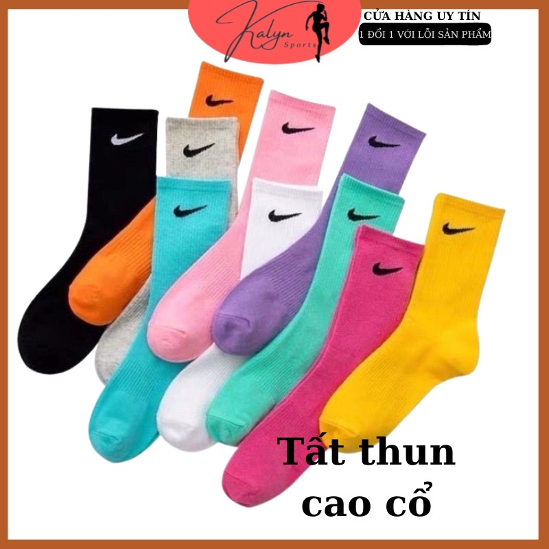 Tất cao cổ, vớ thể thao nam nữ nhiều màu vải cotton khử mùi - Kalyn sports