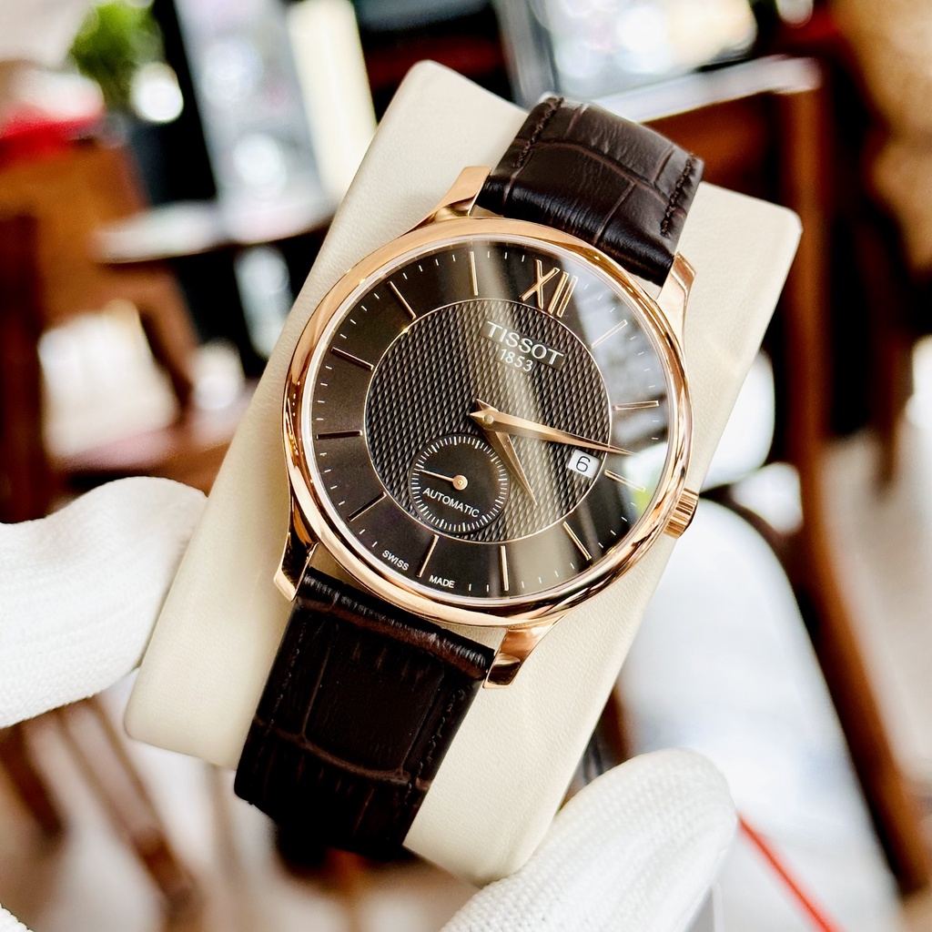Đồng hồ nam dây da Tissot Tradition Small Second Rose T063.428.36.068.00
