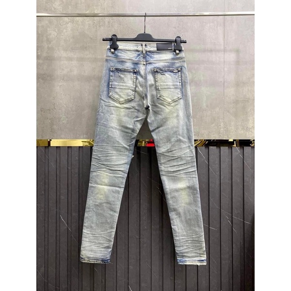 ⚡️[Hight Quality] - Quần Bò Amiri - Jeans Amiri Đen Vá Trắng ( Vá Da  ) Dáng Biker - Hàng Loại 1 Chất Liệu Jean Cao Cấp