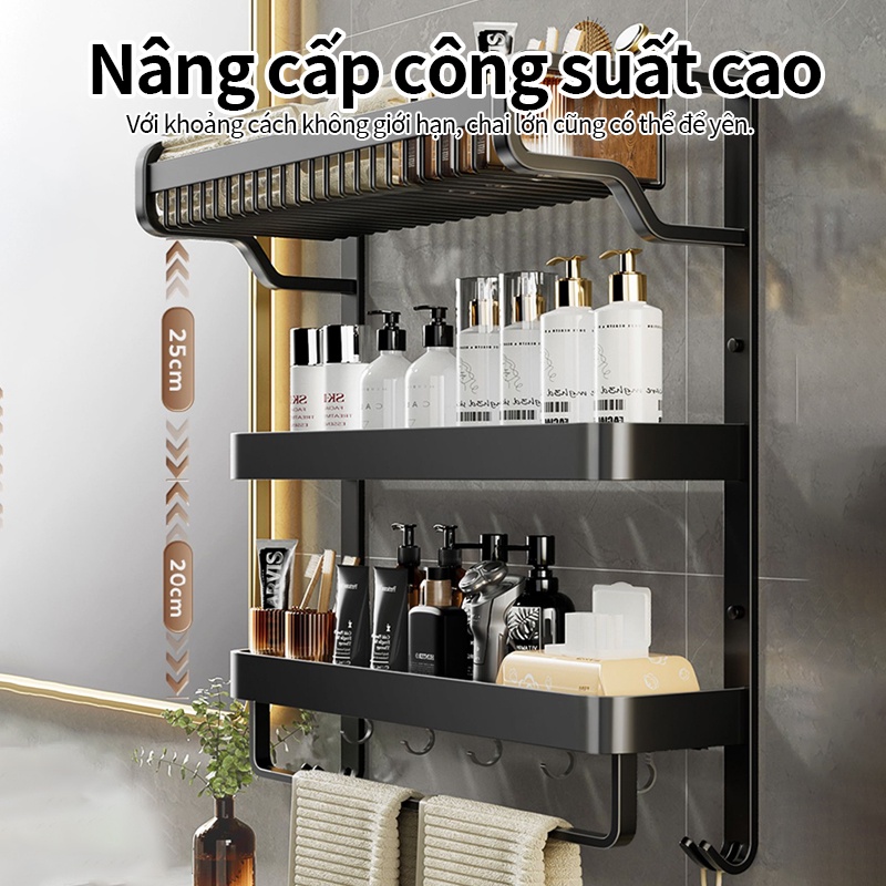 YUN JIE YA Giá Đỡ Cuộn Giấy Vệ Sinh Nhiều Tầng Màu Đen Không Đục Lỗ Gắn Tường Nhà Tắm