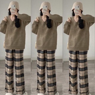 Quần ống rộng❤️𝑭𝑹𝑬𝑬𝑺𝑯𝑰𝑷❤️quần ống rộng caro