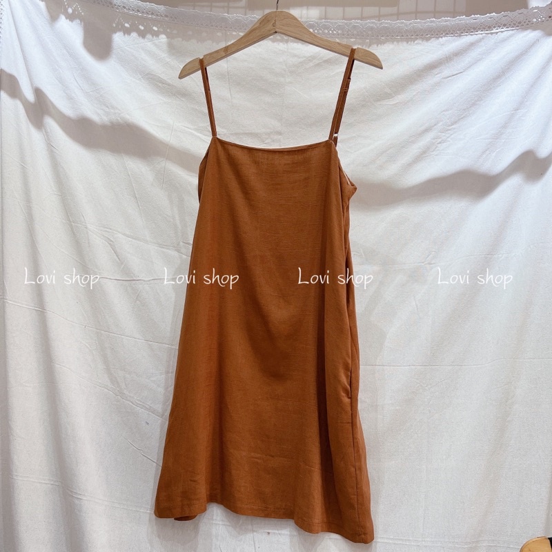 LENIN DRESS 🤎 Đầm Hai Dây Chất Lenin Basic Dress mùa hè xinh yêu