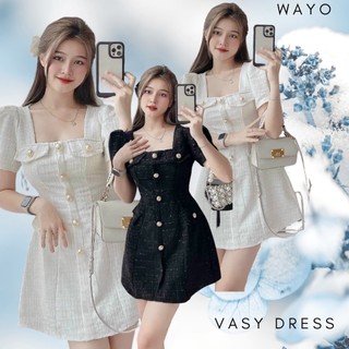 Đầm WAYO dạ cổ vuông túi phối nút dự tiệc công sở xinh đẹp
