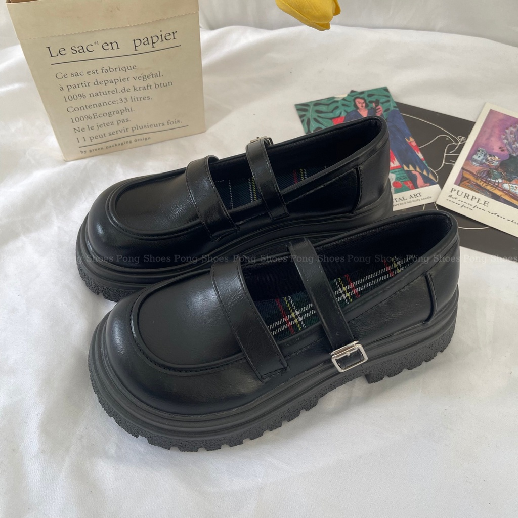 Giày Búp Bê đế cao có quai Vintage Pong Shoes - FULL BOX - Mã 1527