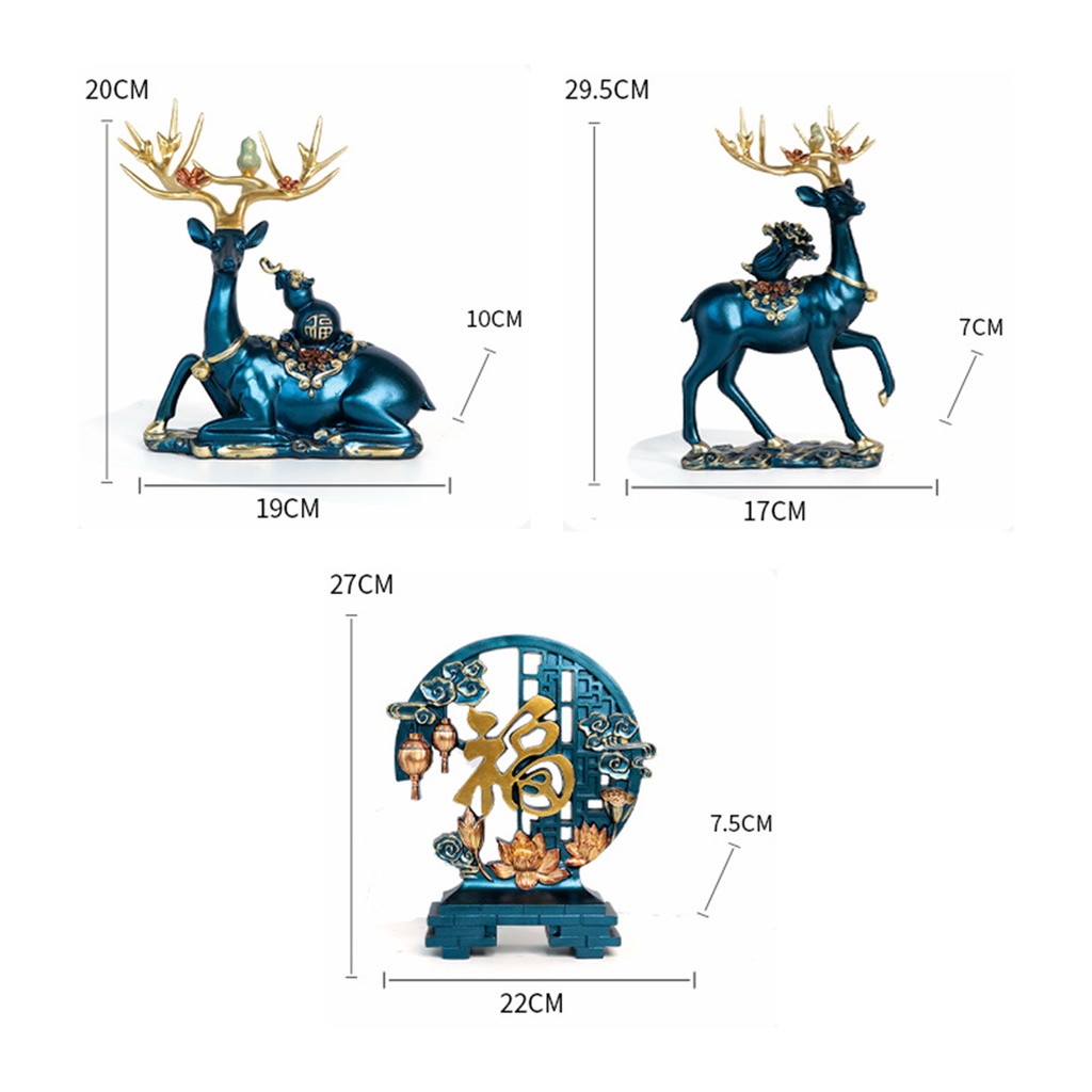 LOVIVER Set 3 Tượng Hươu Xinh Xắn Dùng Để Trang Trí Nội Thất ặp Hươu Trang Trí Phong Cách Châu Âu Hiện Đại Đơn Giản Sang Trọng
