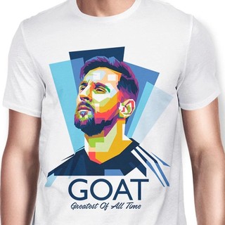 Áo thun cotton - Áo phông bóng đá Messi - Áo thun in hình Lionel Messi GOAT cực ngầu