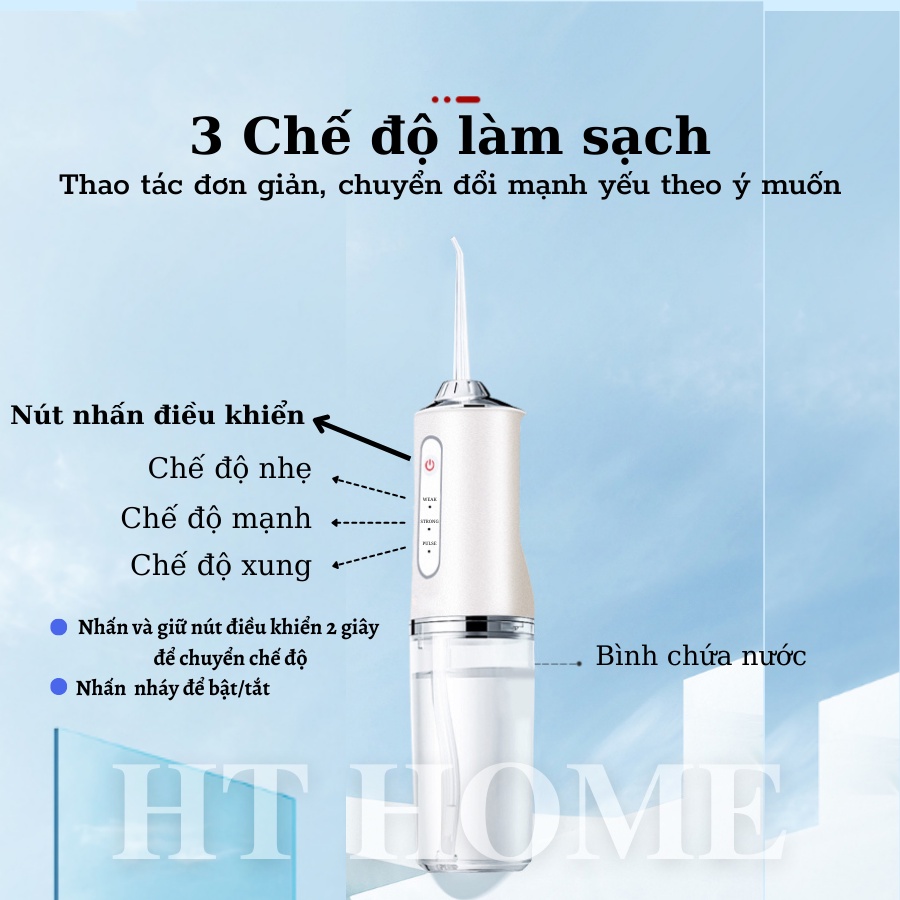 Tăm Nước Oral Irrigator Chính Hãng Nội Địa Máy Tăm Nước Cầm Tay Vệ Sinh Răng 4 Đầu Tăm Bình Chứa 220ML | BigBuy360 - bigbuy360.vn