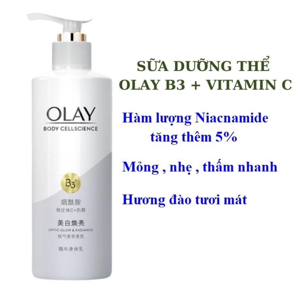 Dưỡng thể siêu trắng da OLAY B3+ Vitamin C Optic Glow - Chai 250ML
