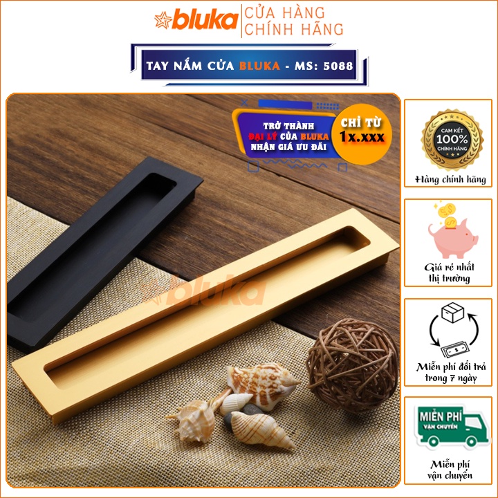 Tay Nắm Âm Cửa Lùa Gỗ Nhôm Cao Cấp, Tay Cầm Tủ Bếp Ngăn Kéo Tủ Quần Áo BLUKA 5088