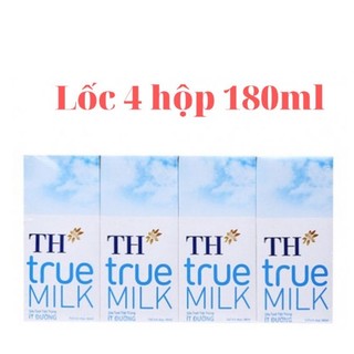 Lốc 4 hộp sữa tươi tiệt ít đường TH True Milk 180ml