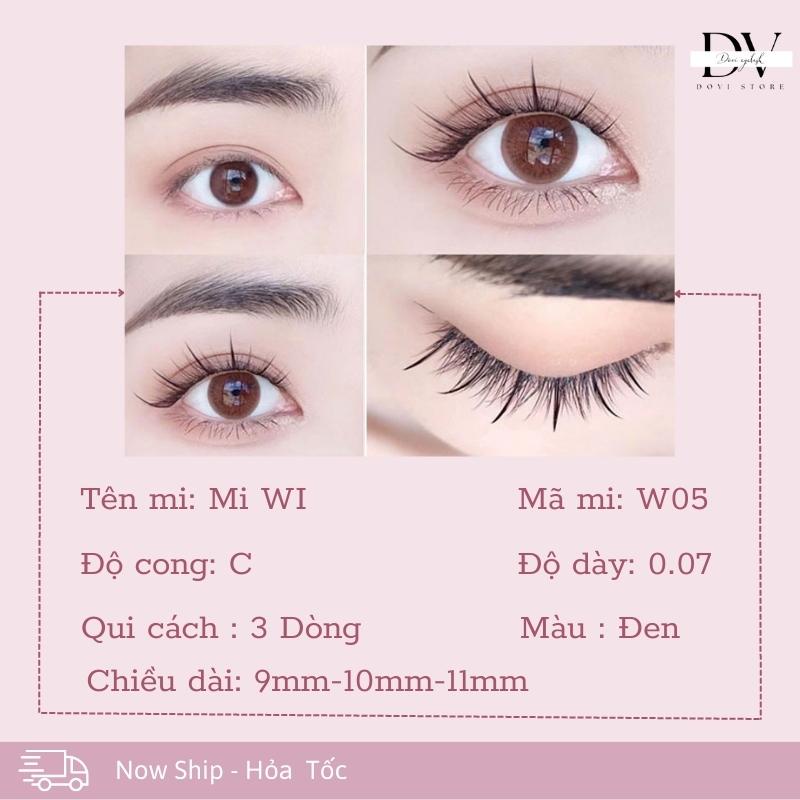 Mi Giả Tách Sợi, Mi nối, Mi Chùm W05 Sợi chữ A 9-11MM Phong Cách Tự Nhiên Tái Sử Dụng 3 Dòng