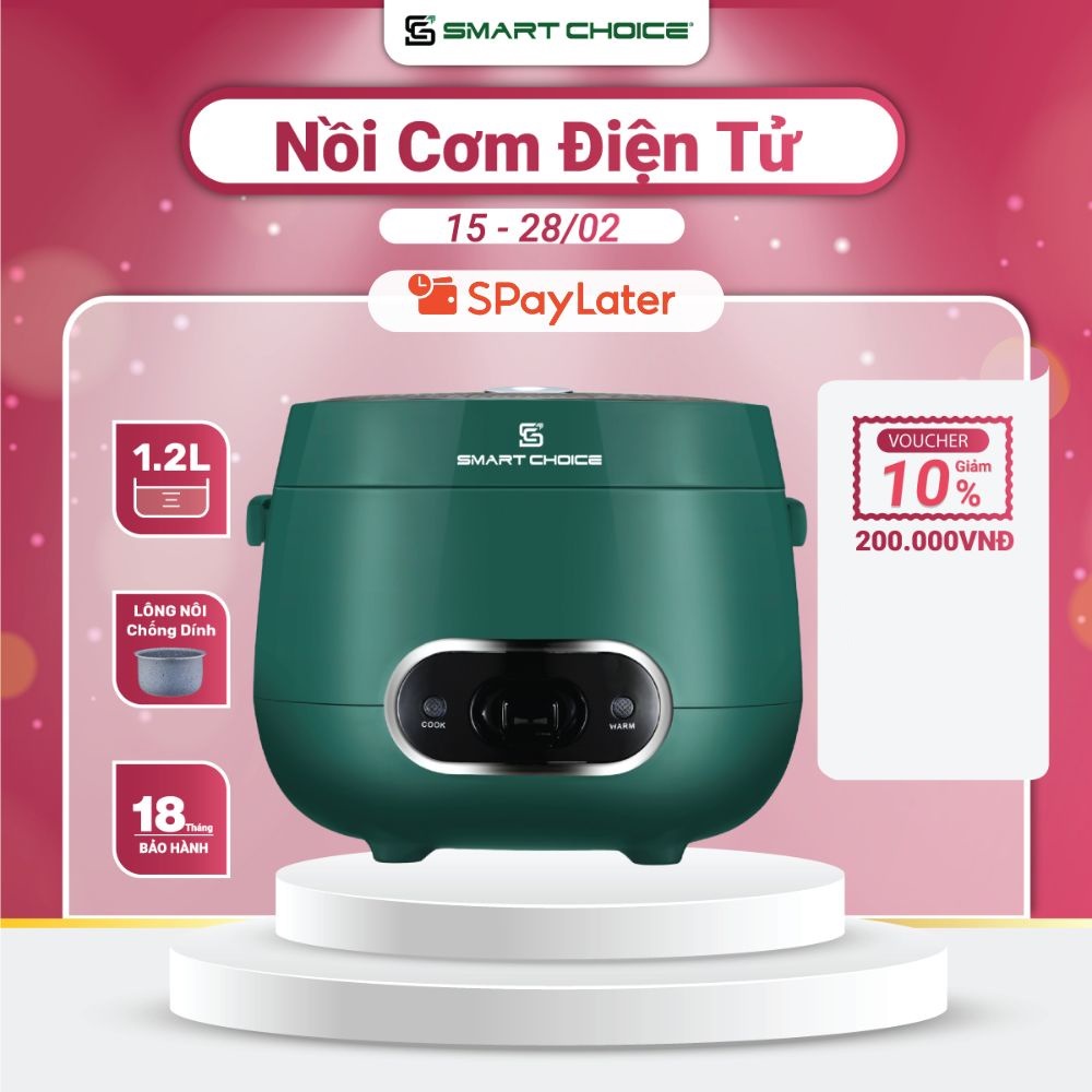 Nồi cơm điện mini 1,2L SMARTCHOICE SCG-RC3001, lòng nồi niêu siêu dày cơm chín ngon [BẢO HÀNH chính hãng 18 tháng]