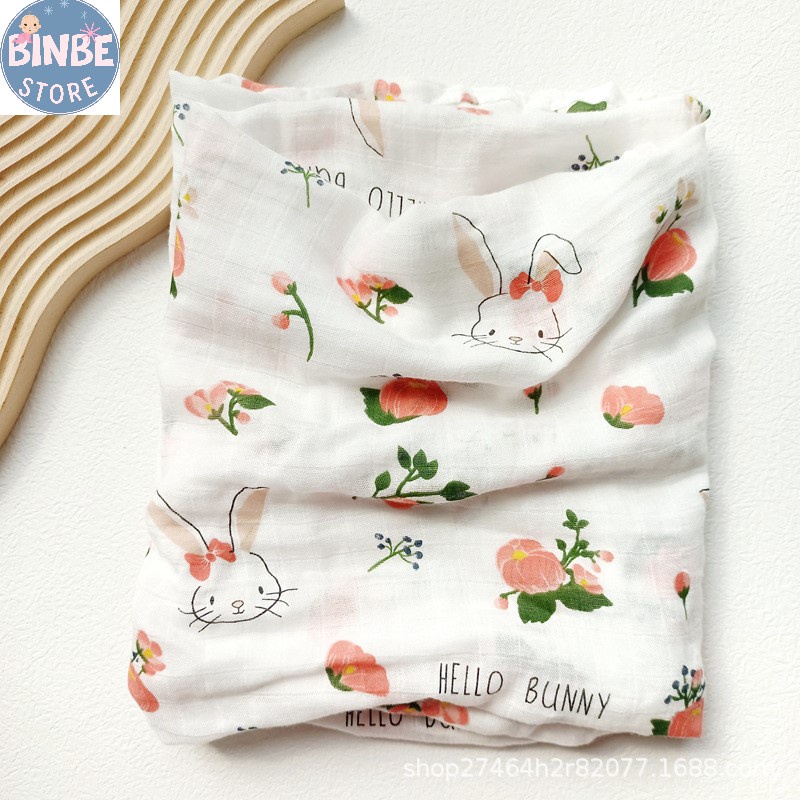 Khăn tắm sợi tre cho bé, khăn quấn bé sơ sinh sợi tre đa năng mềm mại cho bé Binbestore