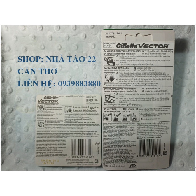 Dao cạo râu Gillette Vector 2 lưỡi kép - CHÍNH HÃNG