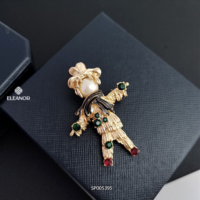 Ghim cài áo nam nữ Eleanor Accessories hình người rơm đính đá ngọc trai nhân tạo phụ kiện thời trang 5395