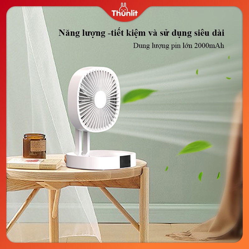 Quạt sạc ngoài trời Thunlit USB 2000mah treo và quạt có thể gập lại với gió mạnh