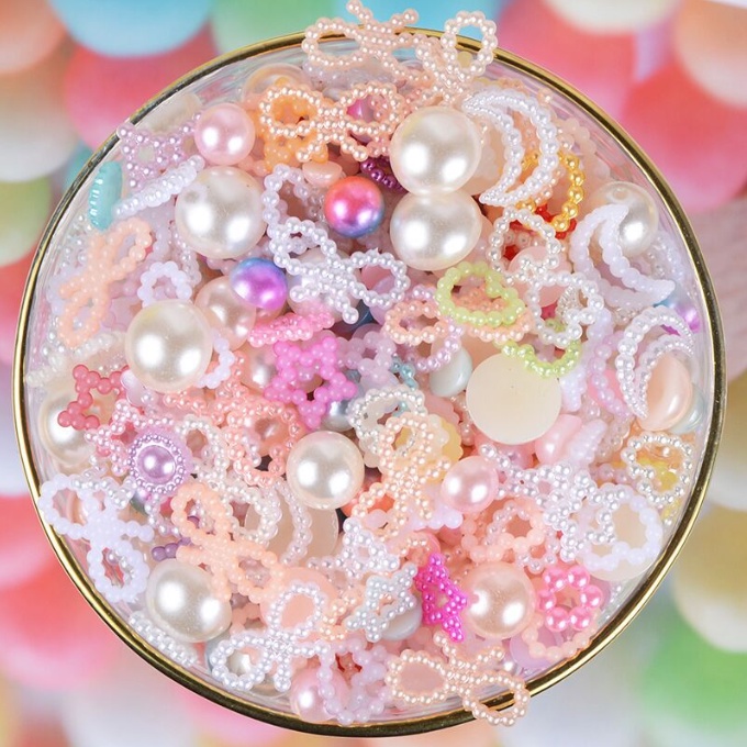 Gói 10-50-100gr mix charm trang trí ngọc trai pearl cho kẹp tóc, vỏ ốp điện thoại, DIY