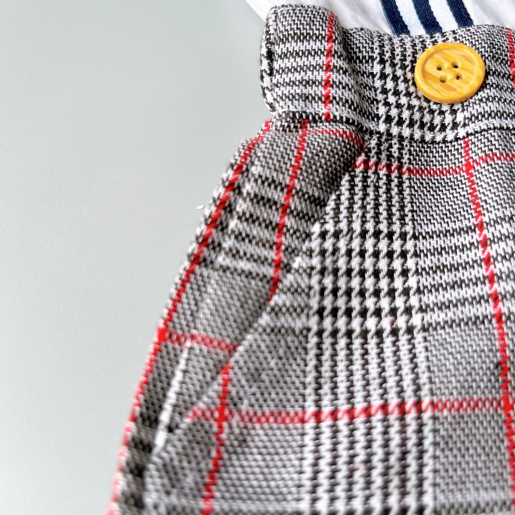 Áo liền quần bé trai body công tử sơ sinh RED TAG ngắn tay 0-3 tháng xuất dư