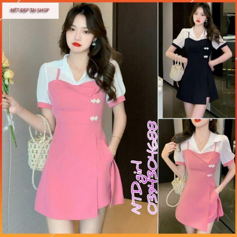 Hàng nhập - Set bộ nữ lụa mịn mát cổ sơ mi, sét đồ thời trang giả váy đi chơi hay đi làm đều đẹp