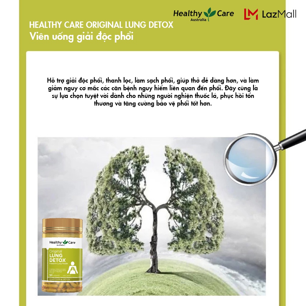 Healthy Care Original Lung Detox viên uống giải độc phổi 180 viên