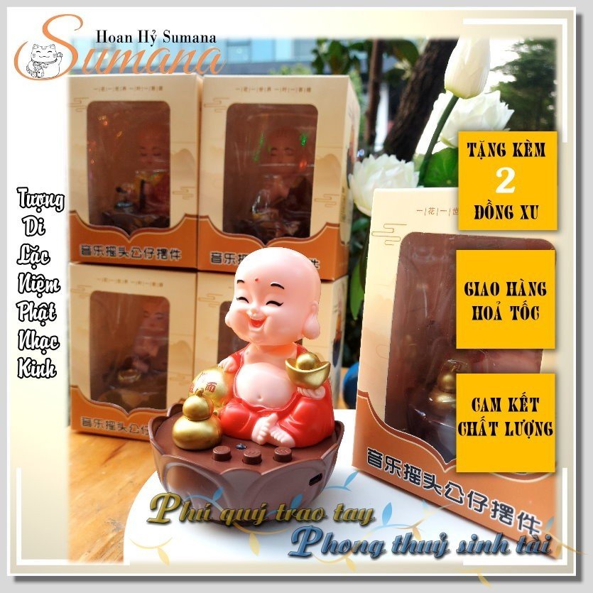 Chú tiểu - Di Lạc gật gù gõ mõ có nhạc trang trí xe hơi (Phiên bản sạc điện của chú tiểu tụng kinh)