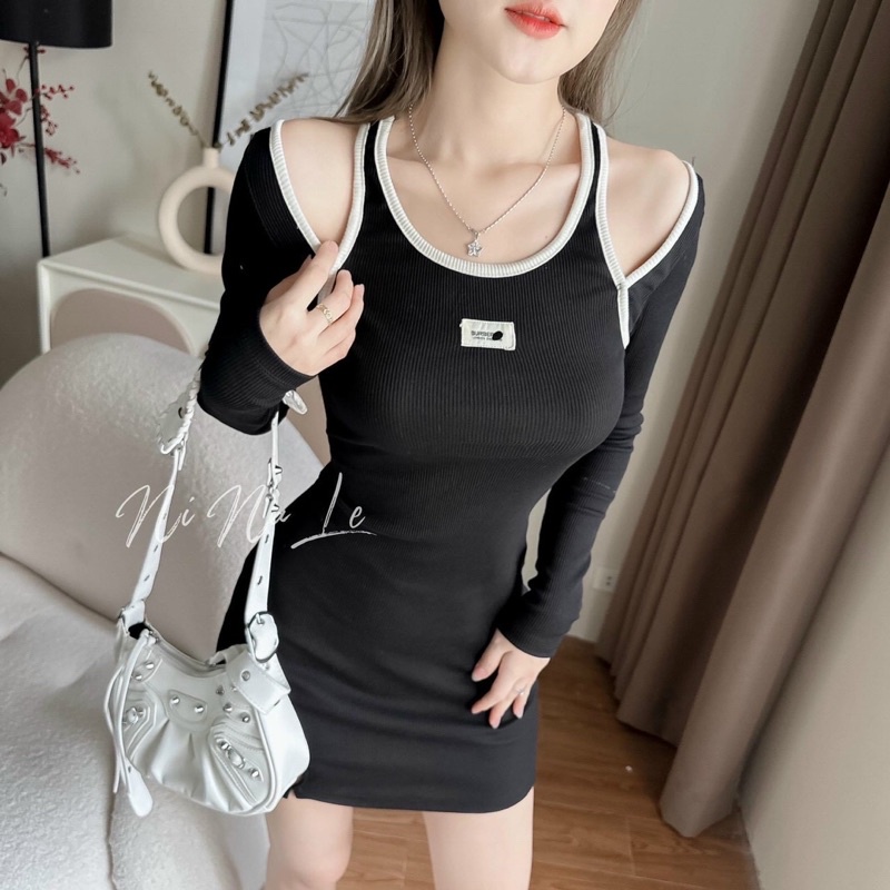 Đầm Ôm Body PHỐI TAY DÀI SÀNH ĐIỆU PHONG CÁCH