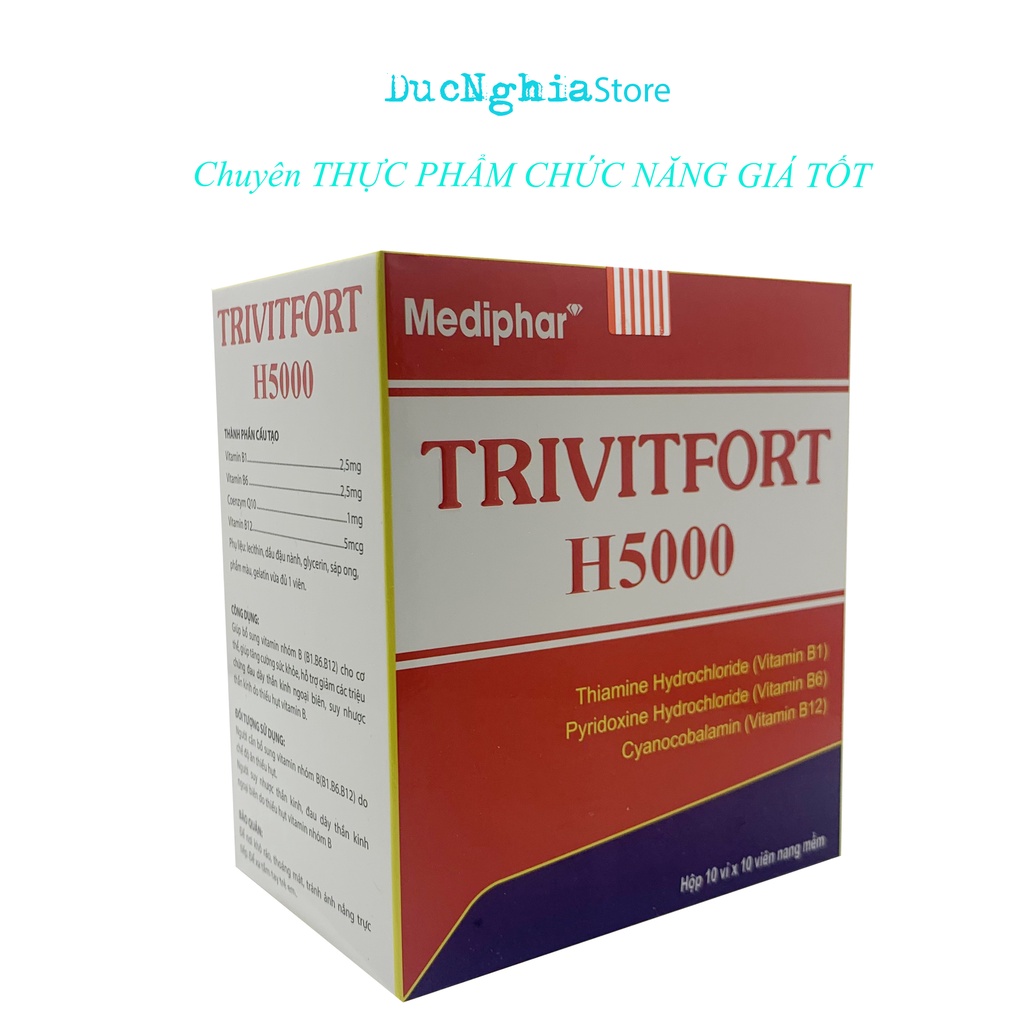 Viên uống bổ sung vitamin B1, B6, B12 cho cơ thể - TRIVITFORT H5000 – hộp 100 viên