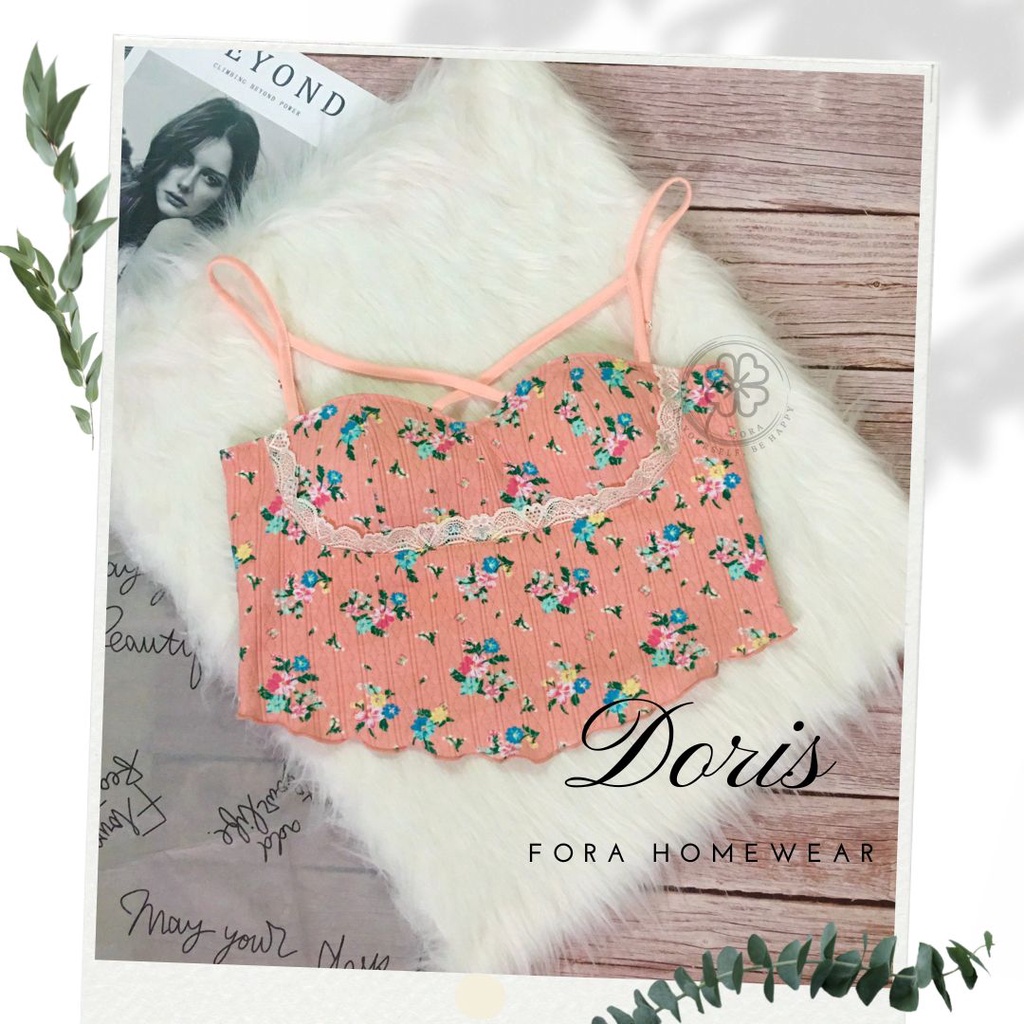 Doris set - set ngủ 2 dây thiết kế, thun cotton thông hơi