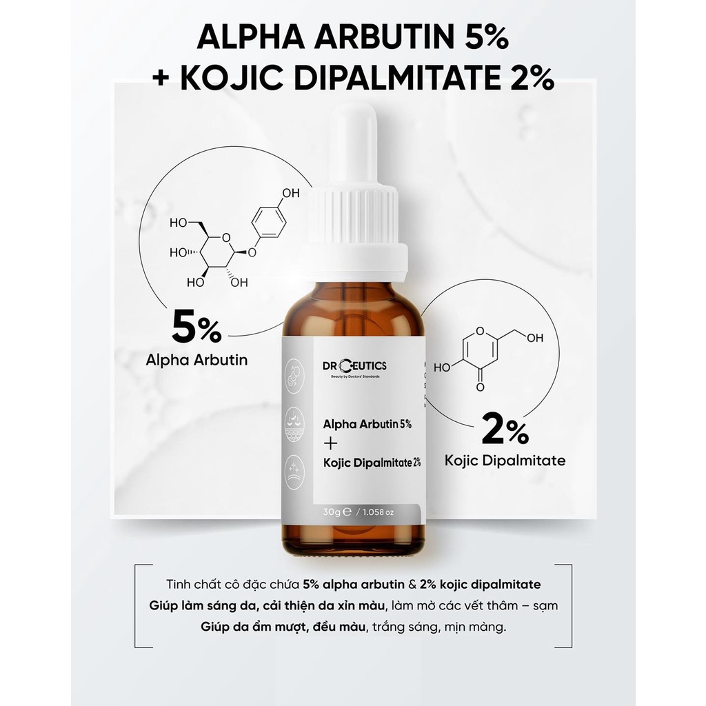 Tinh Chất Làm Sáng Da, Mờ Nám DrCeutics Alpha Arbutin 5% + Kojic Dipalmitate 2% 30g