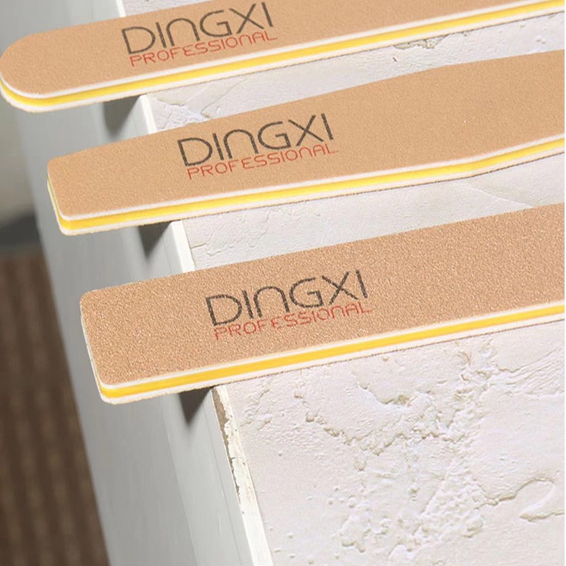 Dũa mỹ DINGXI dũa móng tay siêu bền da bò nâu vàng độ nhám 100/180, dũa móng tay Dingxxi